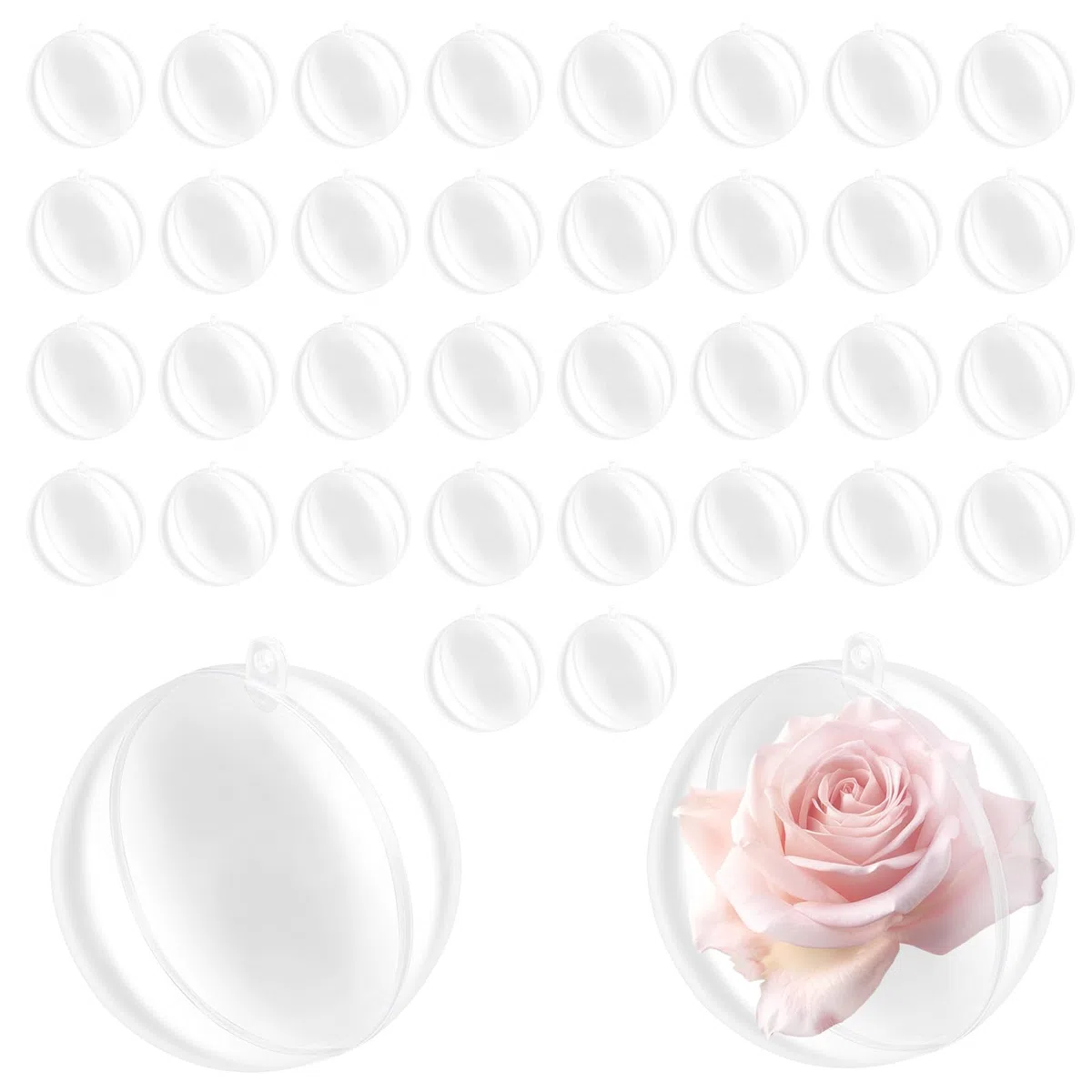 40 Bolas Acrílicas De 8 Cm Para Rellenar, Bolas De Navidad De Plástico Transparente Para Manualidades Y Decoración Del Árbol
