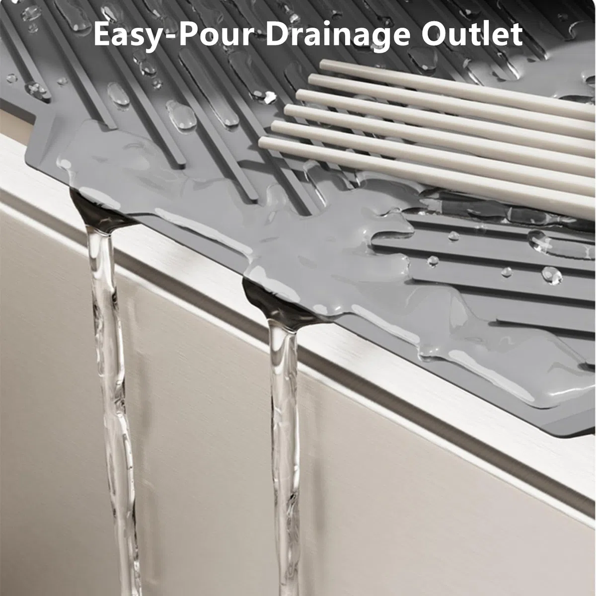 Tapete de secado de platos de silicona - Gran tapete escurridor para la cocina, resistente al calor, secado rápido - Tapete escurridor para lavar platos de IYYI (Black, 20*16'')