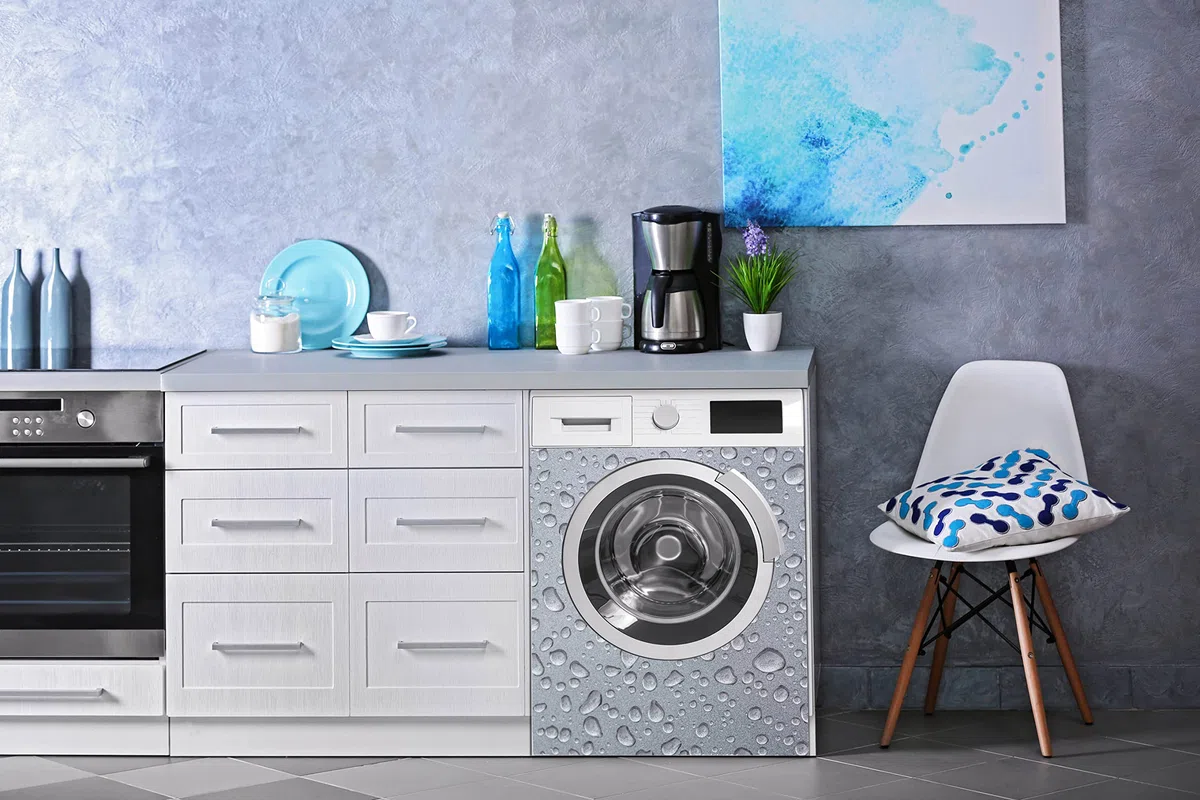 Vinilo para Lavadoras Textura Gris Refrescante | Varias Medidas 70x70cm | Adhesivo Resistente y de Fácil Aplicación | Pegatina Adhesiva Decorativa de Diseño Profesional