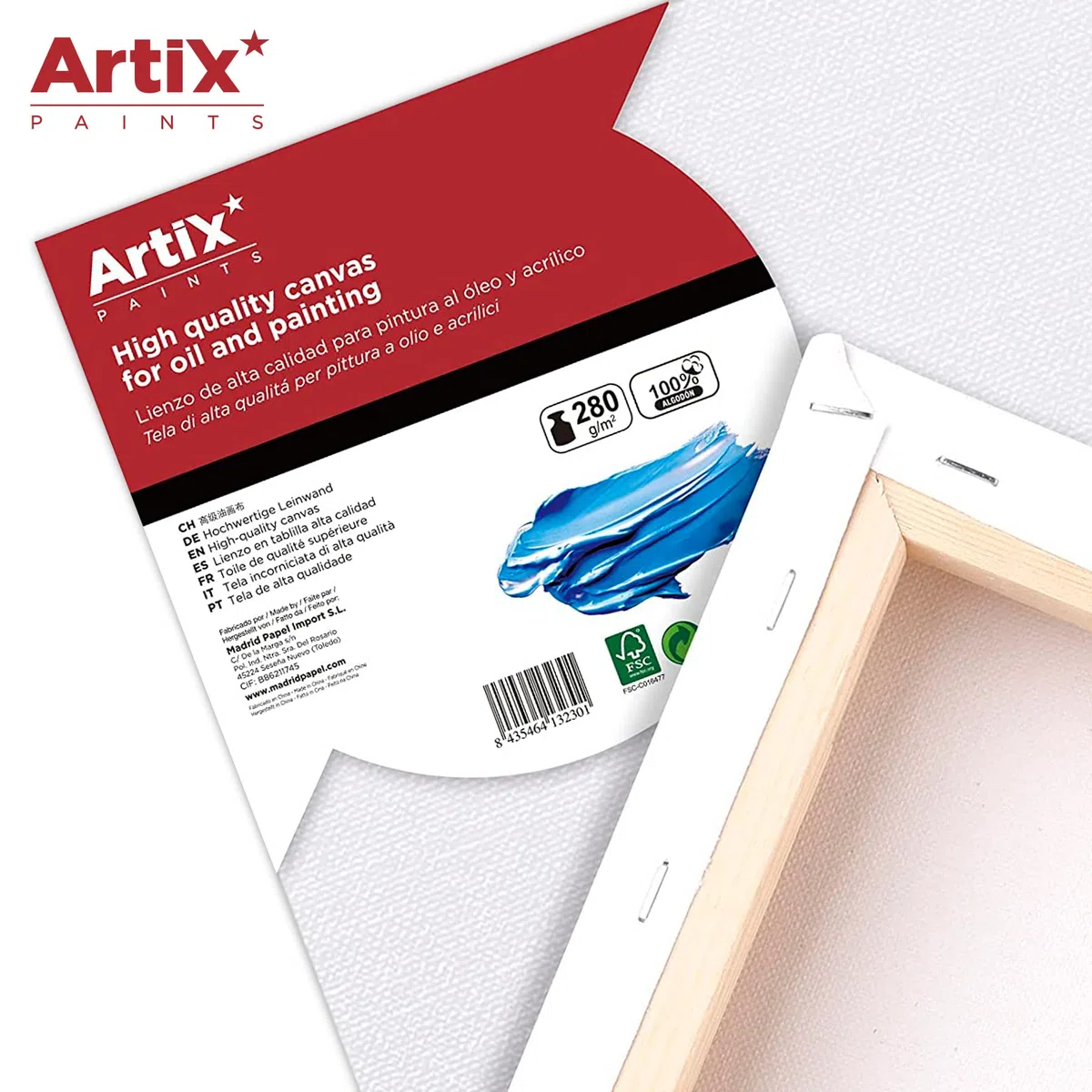 ARTIX - Set de 6 Lienzos para Pintar 30x40x1.5 cm, Paneles Imprimados, 100% Algodón, Lienzos Preestirados para Pintura Acrílica, Con Bastidor de madera, para Artistas Profesionales o Principiantes