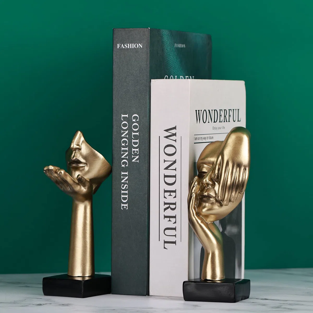 2 estatuas de Pensador, Escultura de Arte Abstracto Negro Dorado decoración Moderna del hogar, decoración de Escritorio, d Año Nuevo (2 Piezas Doradas)