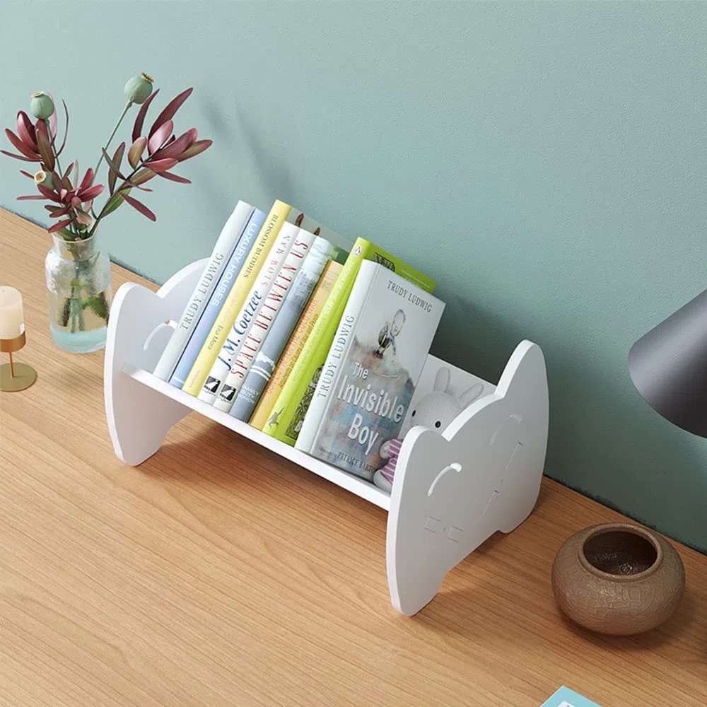 Estantería de escritorio para niños, almacenamiento blanco para habitación