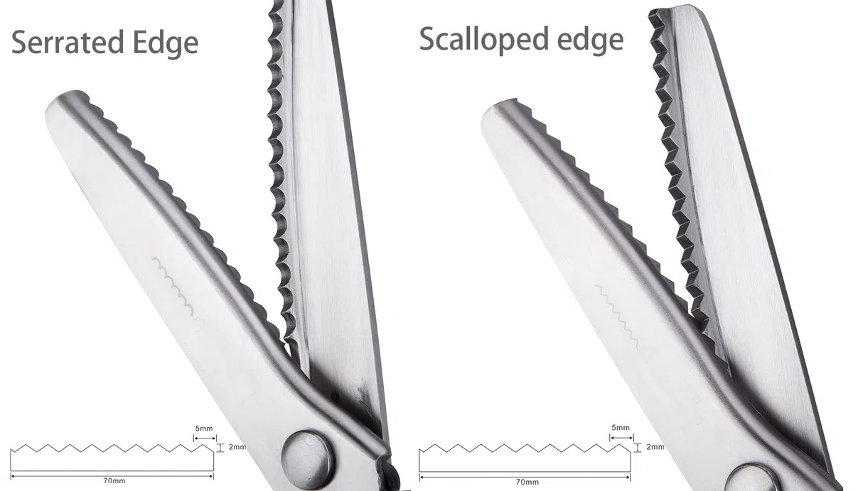 Juego de 2 tijeras para coser (2 unidades, bordes dentados y festoneados) – Tijeras de agarre suave en zigzag para tela de cuero – Tijeras para coser – GD-012-9