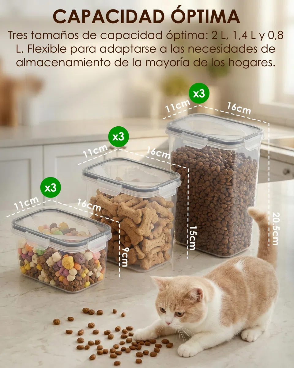 Recipientes herméticos para alimentos con tapa, 9 unidades, tapers para comida hermético, botes cocina almacenaje, tarros y tupers herméticos de plástico, ideal para harina, arroz, pasta y cereales