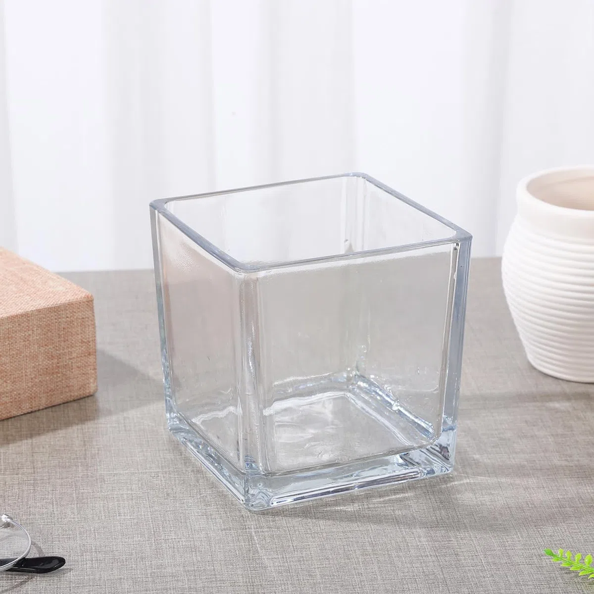 STOBAZA Jarrón De Cristal Cuadrado 10X10cm Florero De Cubo Transparente Macetero Hidropónico Portavelas para Mesa De Boda Centro De Mesa Decoración De Oficina En El Hogar