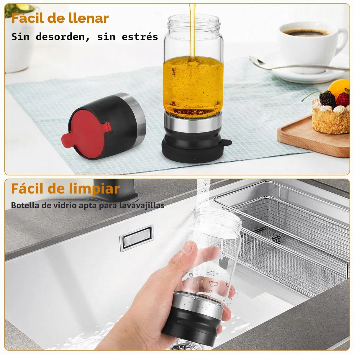 Tarro de miel antigoteo con mango, dispensador de cristal a prueba de goteo, soporte para dispensador de jarabe de vidrio para café o té, ideal