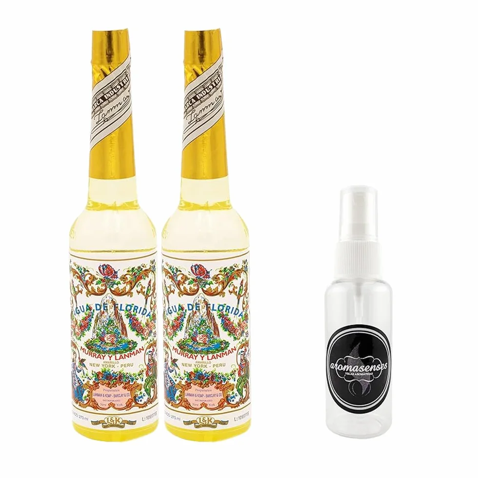 Pack 2 Unidades Agua Florida 270 ml 100% Original Perú Amarilla Murray & Lanman + 1 Spray Dosificador 50 ml Aromasenses