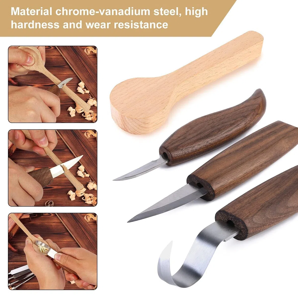 Set de Herramientas de Tallado en Madera - 14 Cuchillos de Tallado en Madera con Piedra de Afilar para Adultos y Niños, Juego de Tallado en Madera DIY con Guantes Resistentes al Corte