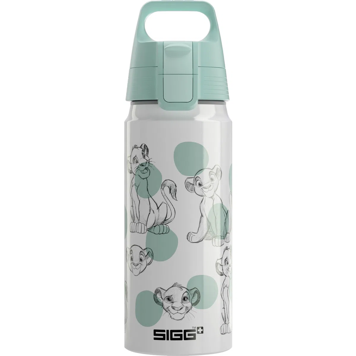 Sigg WMB ONE Disney Simba y Nala Blanco Cantimplora infantil (0.6 L), cantimplora hermética sin sustancias nocivas, botella de aluminio ligera fabricada en Suiza