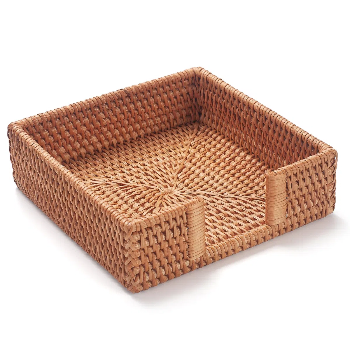 Servilletero de Ratán Cuadrado, 19 x 19 x 6,35 cm, Servilletero de Mimbre, Toallero Tejido para Invitados para Restaurante/Cocina/Baño
