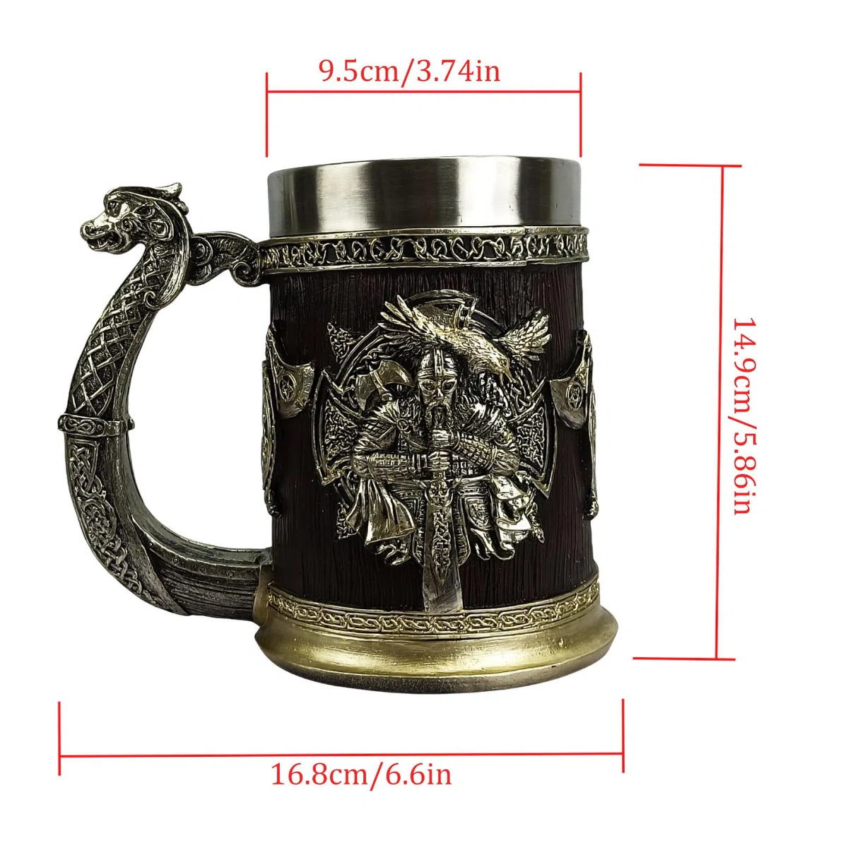 Tazas vikingas para hombres - Tankard nórdico de acero inoxidable | Taza de barril de estilo antiguo, taza rústica de café fría para la decoración de la fiesta, taza de regalos de aspecto de madera, d
