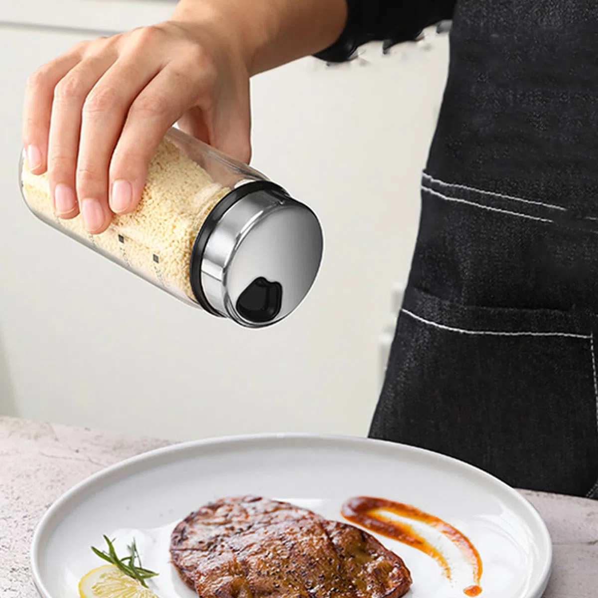 4 Piezas Botes Especias Cristal 150 ml, Botes para Especias con Tapa Giratoria Espejo, Saleros Pimenteros Transparentes para Cocina Mesa Barbacoa