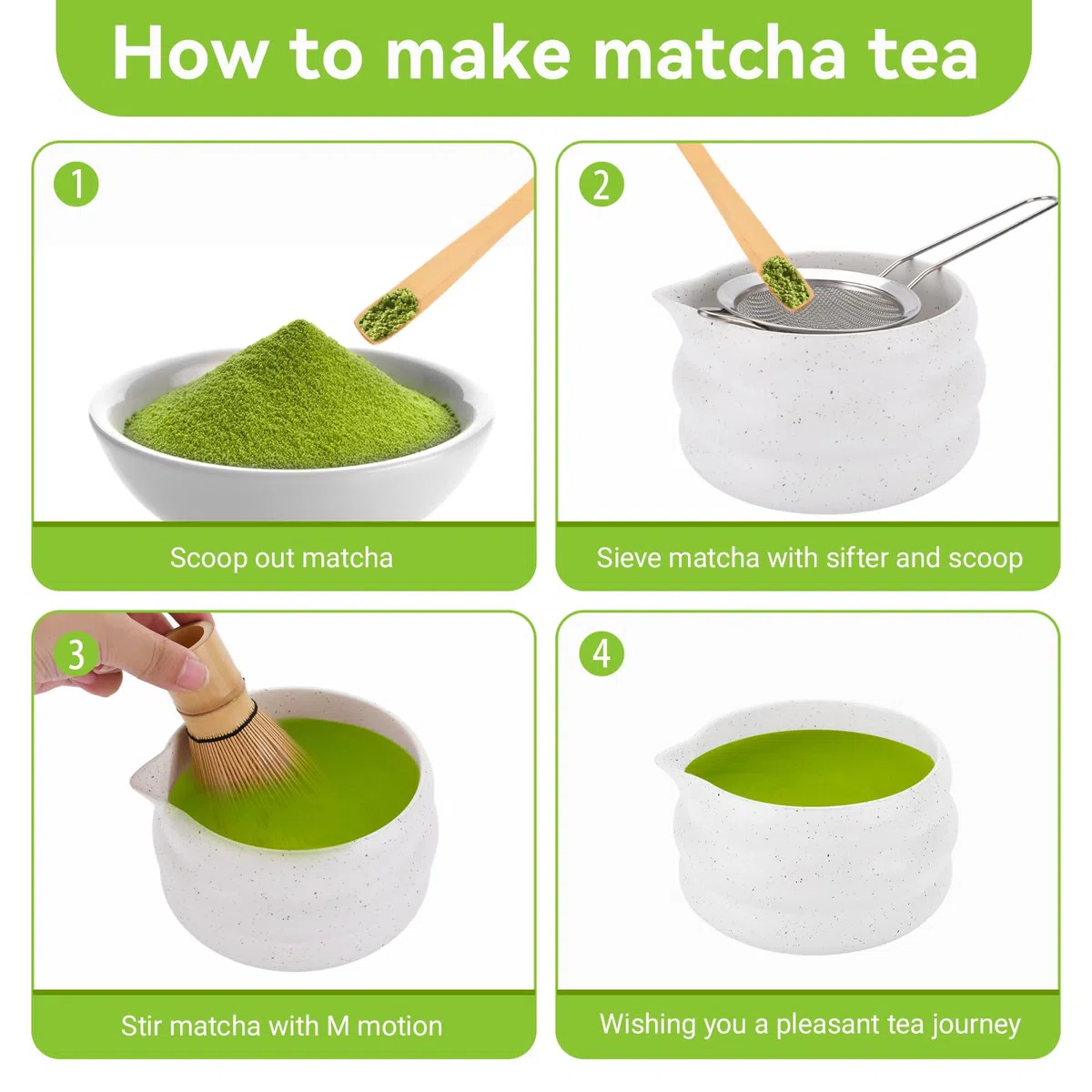 7 piezas Matcha Set,Te Matcha Kit con Cuenco de Matcha,Batidor de Bambú,Soporte para Batidor,Colador y Cuchara,Juego de Batidor de Matcha para Preparar Matcha y Ceremonias del Té