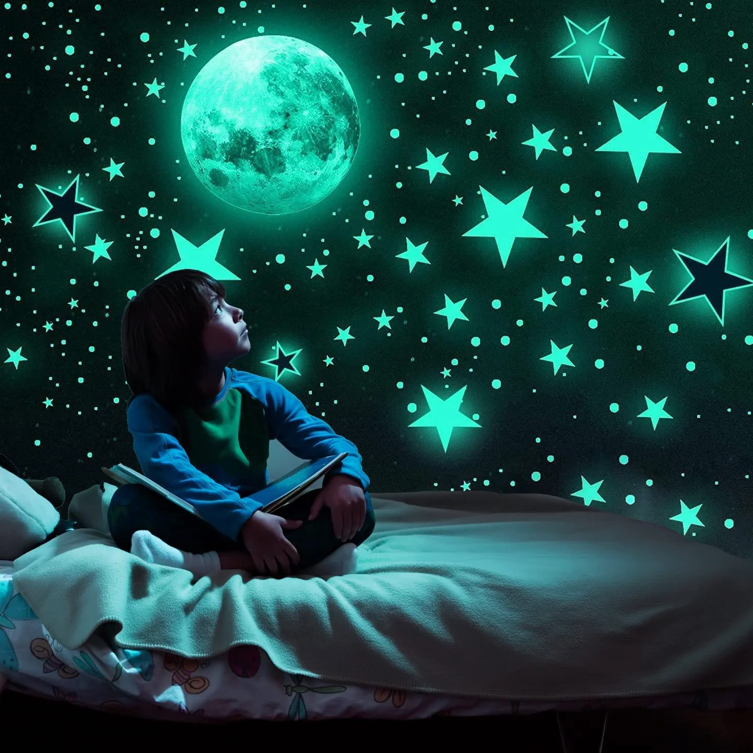 Luminoso Pegatinas de Pared Estrellas Fluorescentes 1119 PCS para Techo Decoración Dormitorio Niños
