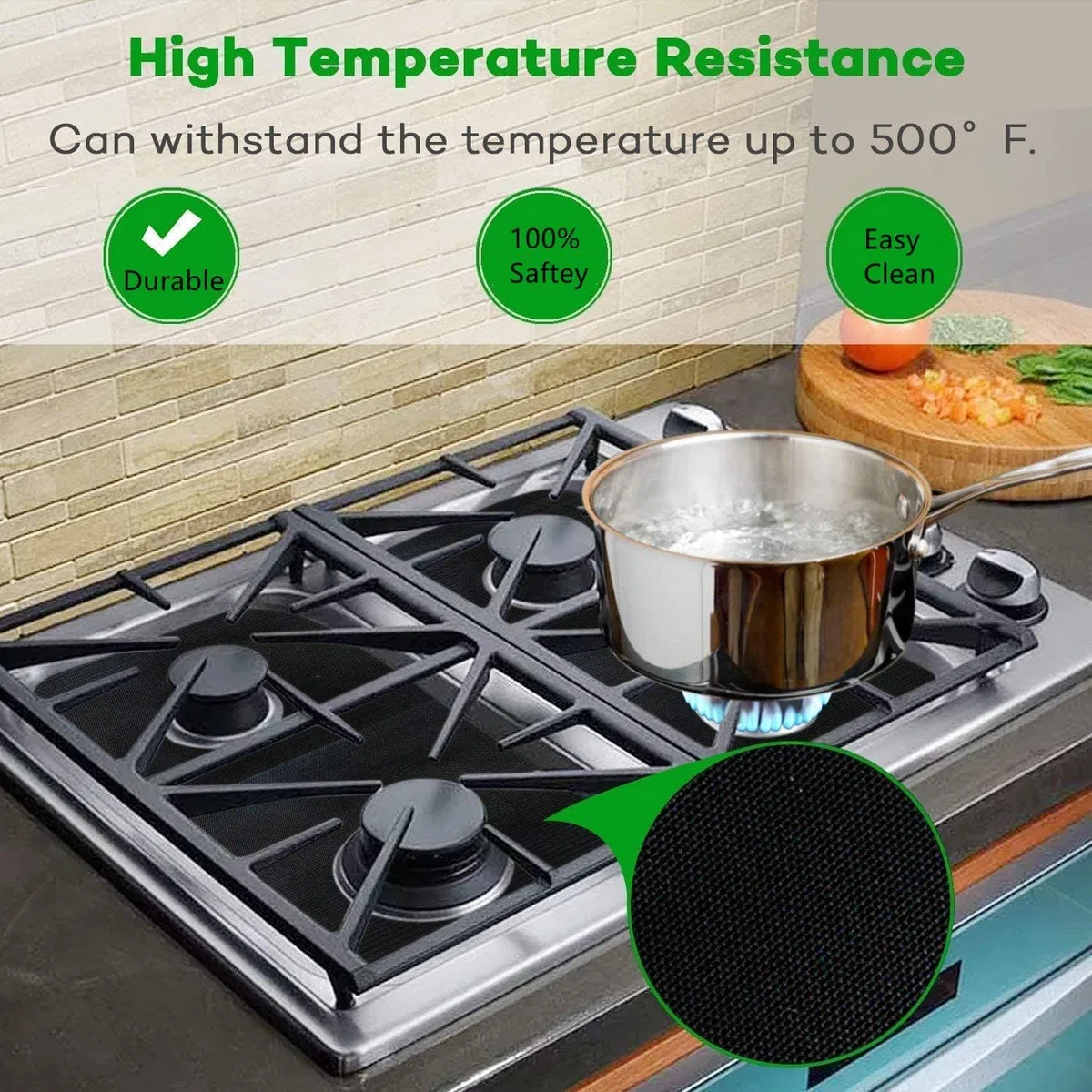 10 PCS Protectores Antiadherentes de Estufa a Gas, Reutilizables Tapetes del Rango del Gas Quemador Para Almohadillas Limpieza, Cubiertas para Hornillos Gas(Negro)