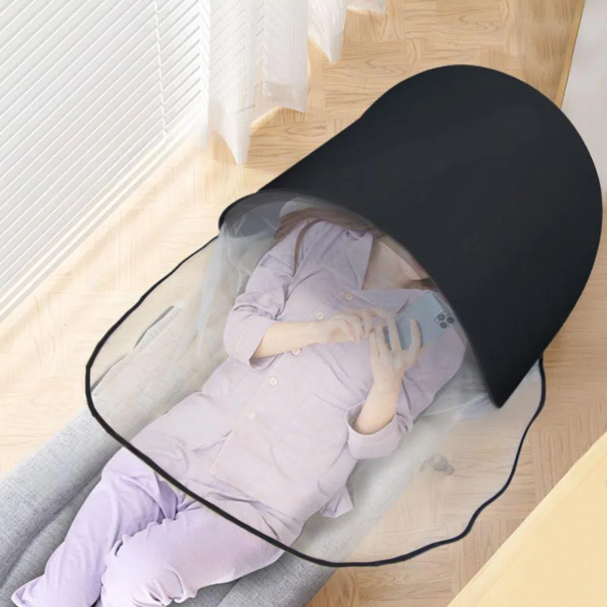 Toldo de cabeza para cama, tienda de campaña para dormir con bloqueo de luz, plegable y transpirable, ayuda a dormir para viajar, sueño ininterrumpido, relajación, ligero, 46.06 x 32.28 x 22.44