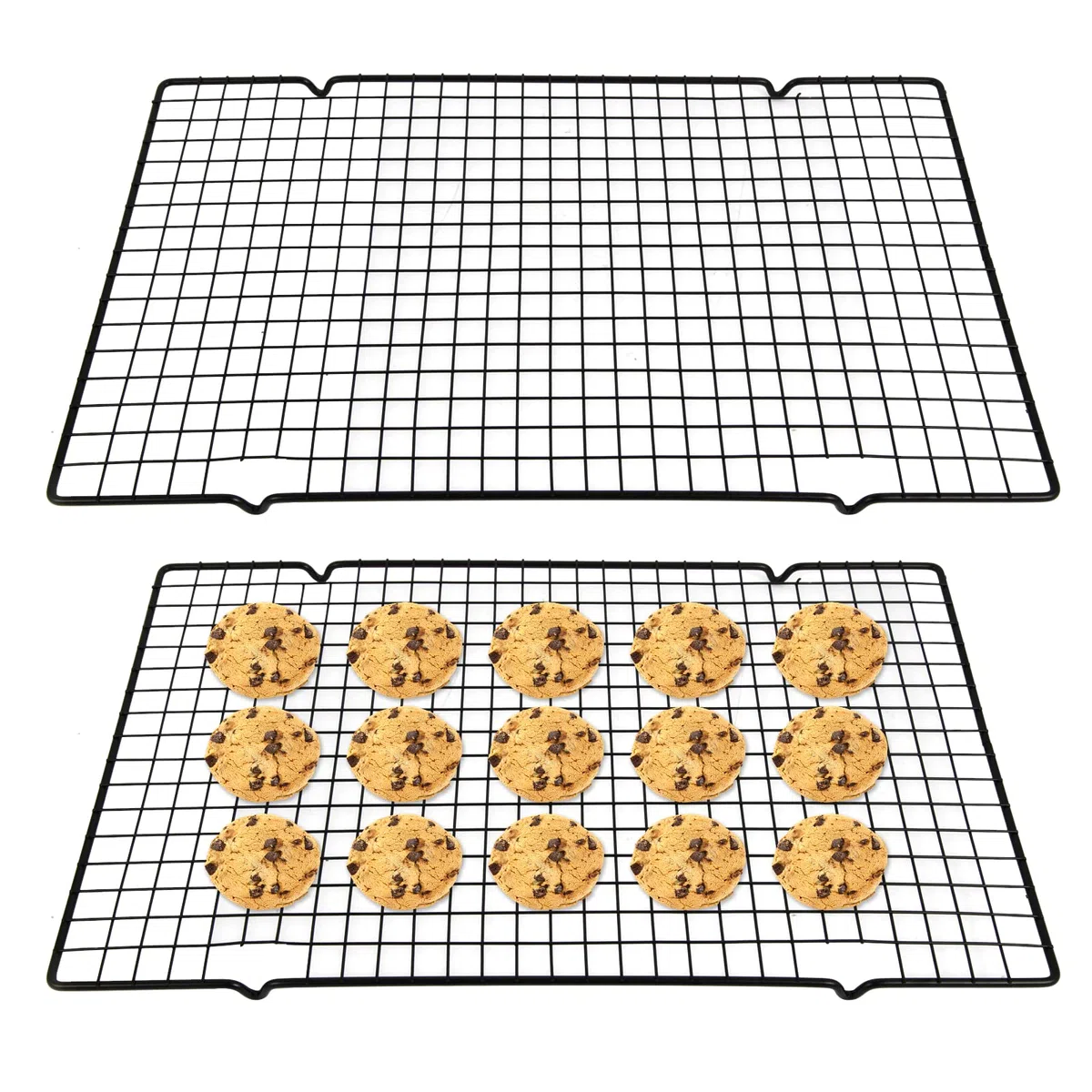 2 Piezas Rejilla de Enfriamiento Antiadherente para Tartas 25x40cm Rejillas para Enfriar Pasteles Rejilla Refrigeración Rectangular de Acero Carbono para Pan Galleta Pizza Tarta de Huevo