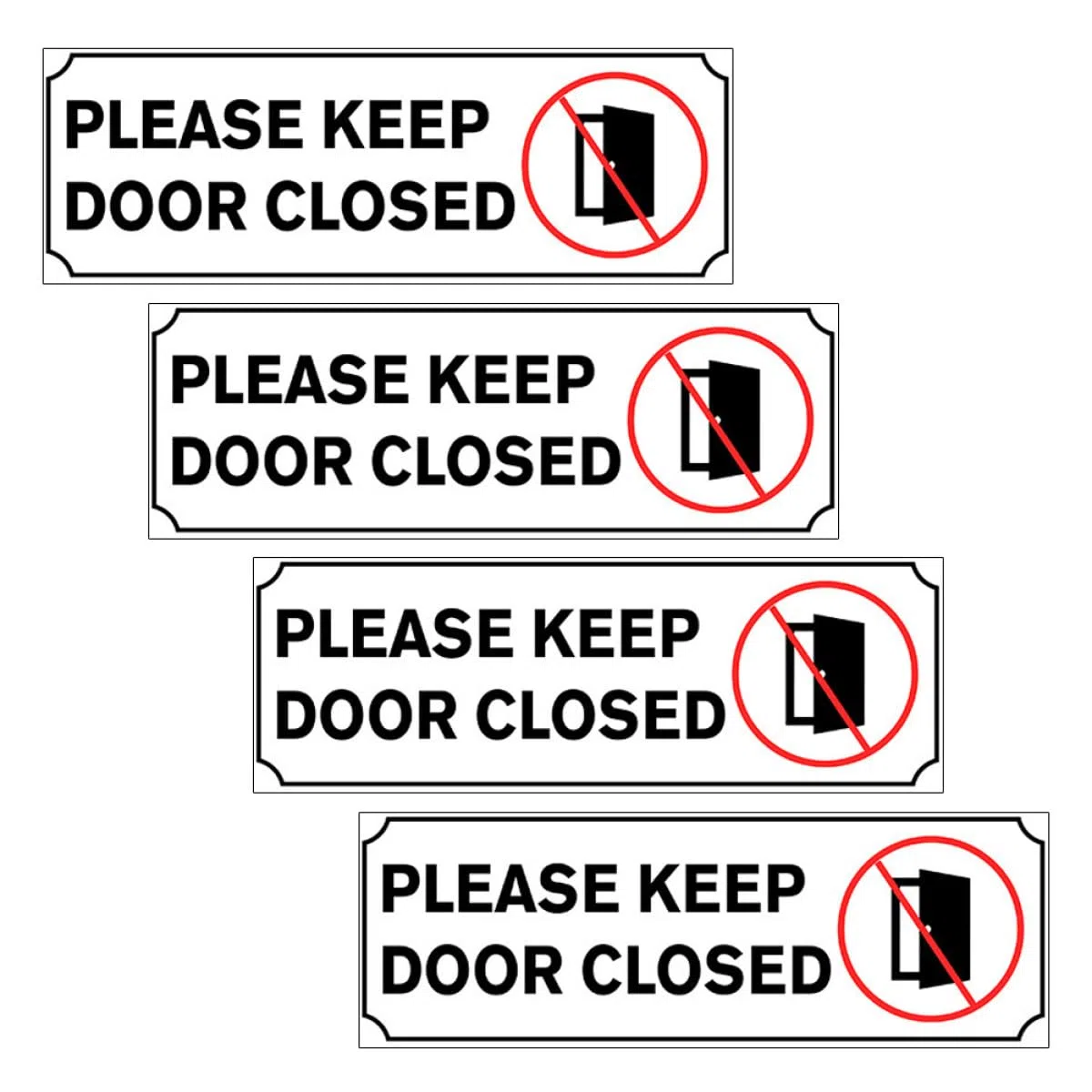 Pegatinas Adhesivas para Puerta por Favor Cierre la Puerta, 4 Piezas de Pvc Blanco, Fácil Aplicación Marcas, Adecuado para Sala de Reuniones y Ambientes Aire Acondicionado