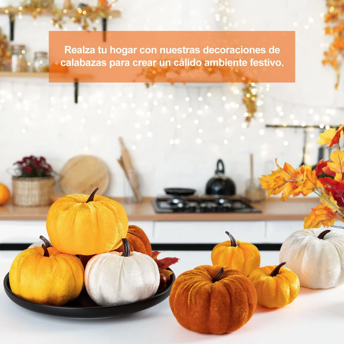 Benjia Calabaza de Felpa Decoraciones de Otoño, Mini Calabaza Pequeña, Calabazas Artificiales Falsas, Halloween, Acción de Gracias, Decoración de Mesa para el Hogar (12 Piezas, Naranja)