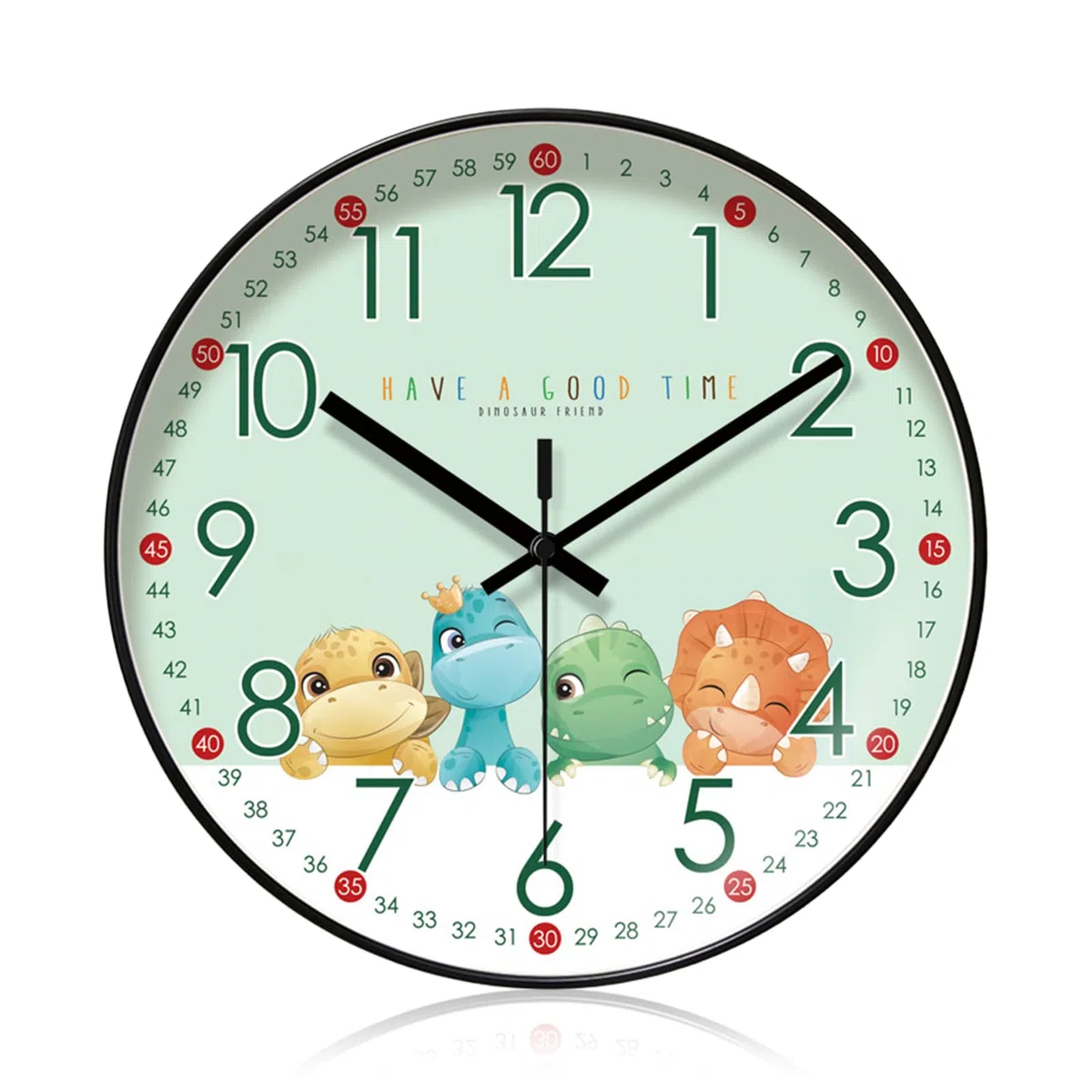 Reloj de pared infantil de dinosaurio para niños, 10 pulgadas, silencioso, cuarzo