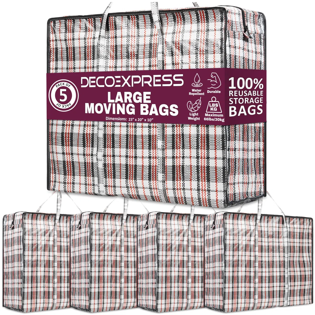 DECO EXPRESS Bolsa Almacenamiento Juguetes Fundas Ropa (Envase de 5 Bolsos)