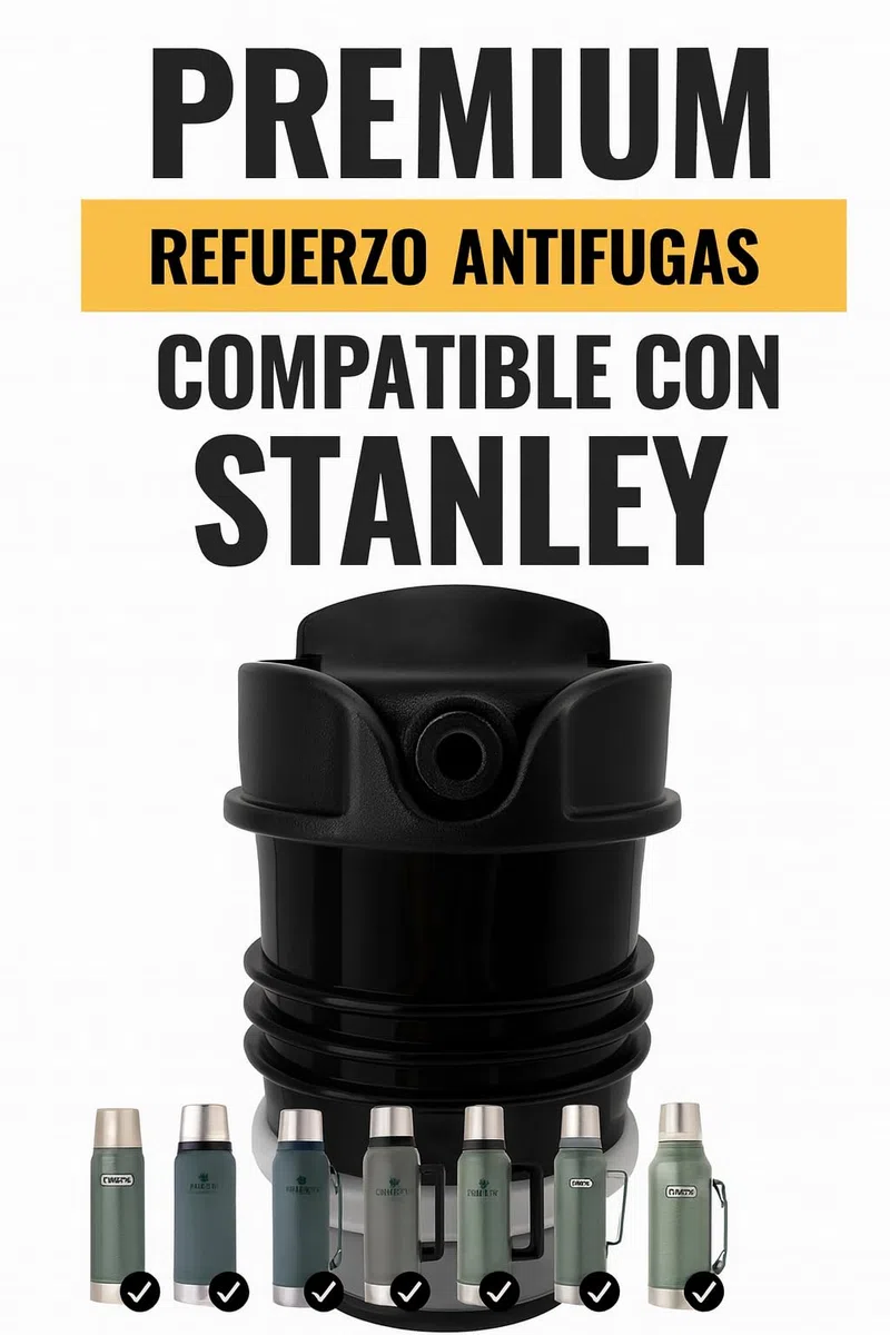 Tapon mate system para termos Stanley - precision perfecta para mate - Lid-Er by YAYA Market (Compatible con 473 ML, 750 ML, 1L, 1.4L, 1.9L) Pico Cebador Stanley