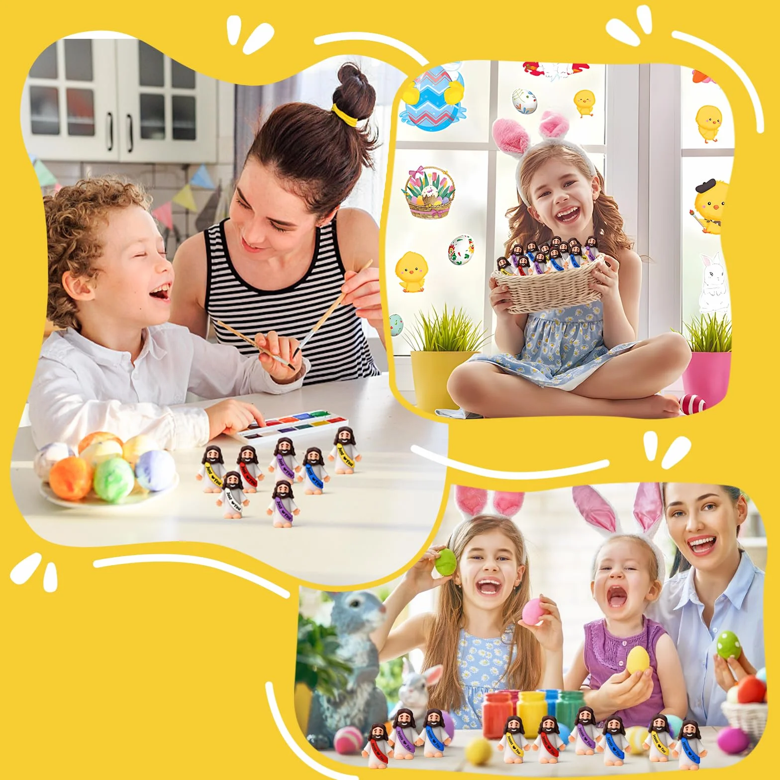 50 Piezas Mini Figuras de Jesús, Minifiguras de Jesús, Decoraciones de Pascua, pequeñas Figuras de Jesúss pequeño para esconderse y Buscar, Regalo de Bautizo, Escuela