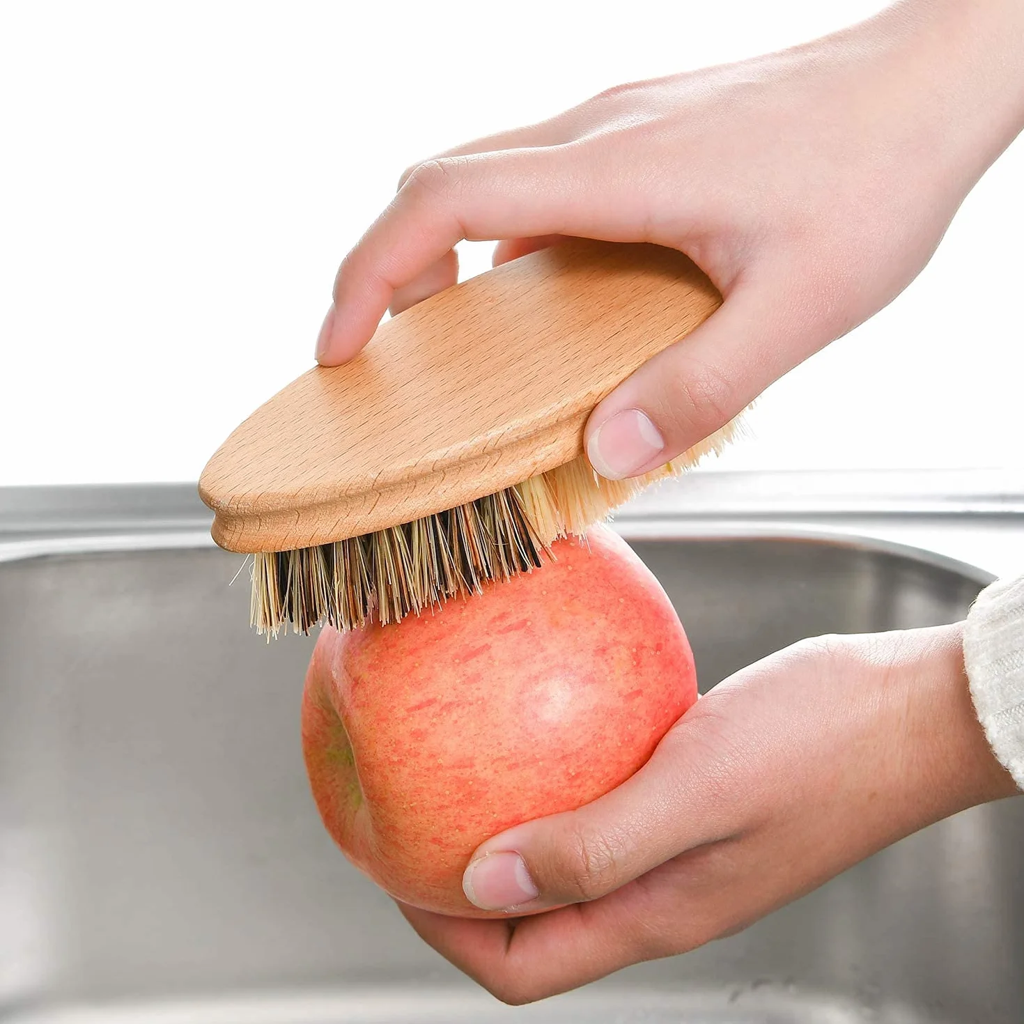 para Cepillo de Alimentos Cepillo de fregado de Verduras,Mango de Madera Duradero y Suave para Verduras.Cerdas de Palma/sisal Herramientas de Limpieza de Frutas excepcionales