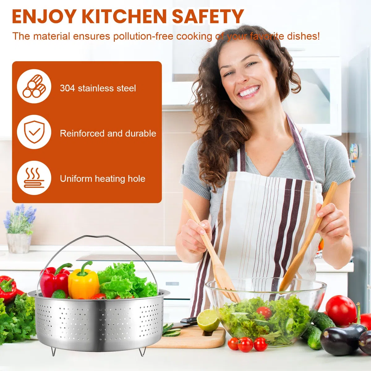 Vaporera Cocinar Vapor De Acero Inoxidable 304, Steamer For Cooking, Inserto para Olla, Colador para Ollas, Ollas De Cocina, Olla A Presión, Guisar Verduras, Frutas, Huevos, 20 Cm, Plateado